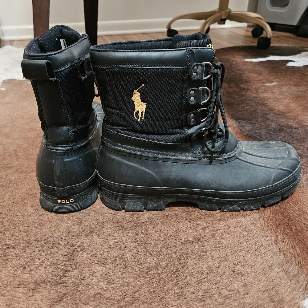 Ralph Lauren POLO Big Pony Logo Crestwick Rubber Boots Snow Rain Insulated 13D - Picture 2 of 7
